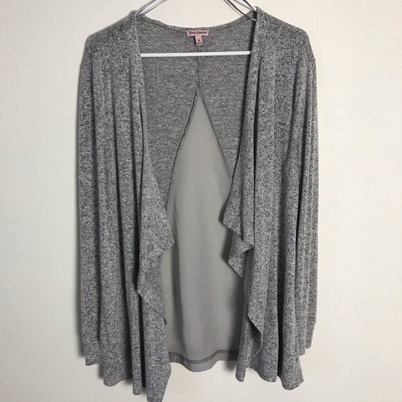 Juicy Couture Gray Cardigan Sweater Shawl- Size Medium - Picture 1 of 4